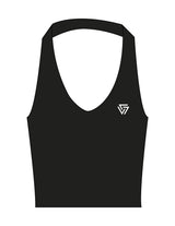 The Halter Tank - Black - LVL - Left Chest & Center Back - Printed - White