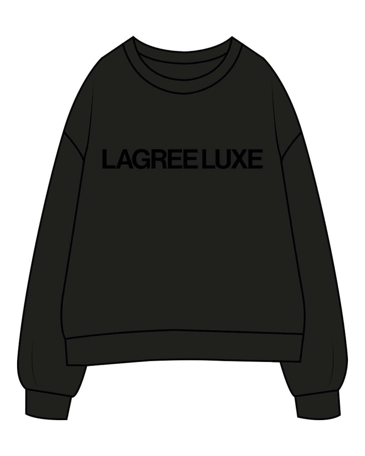 The Womens Crewneck - Black - Lagree Luxe - Center Chest & Back Neckline - Printed - Tone on Tone
