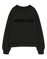 The Womens Crewneck - Black - Lagree Luxe - Center Chest & Back Neckline - Printed - Tone on Tone