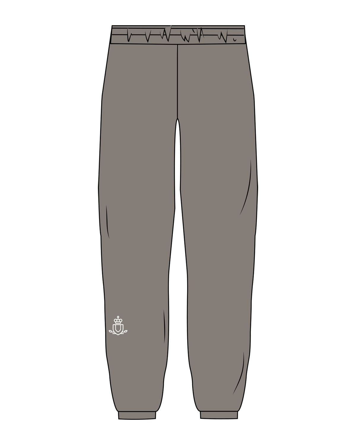 The Mens Sweatpants - Washed Gray - Spa Kingston - Front & Back Left Leg - Printed - White