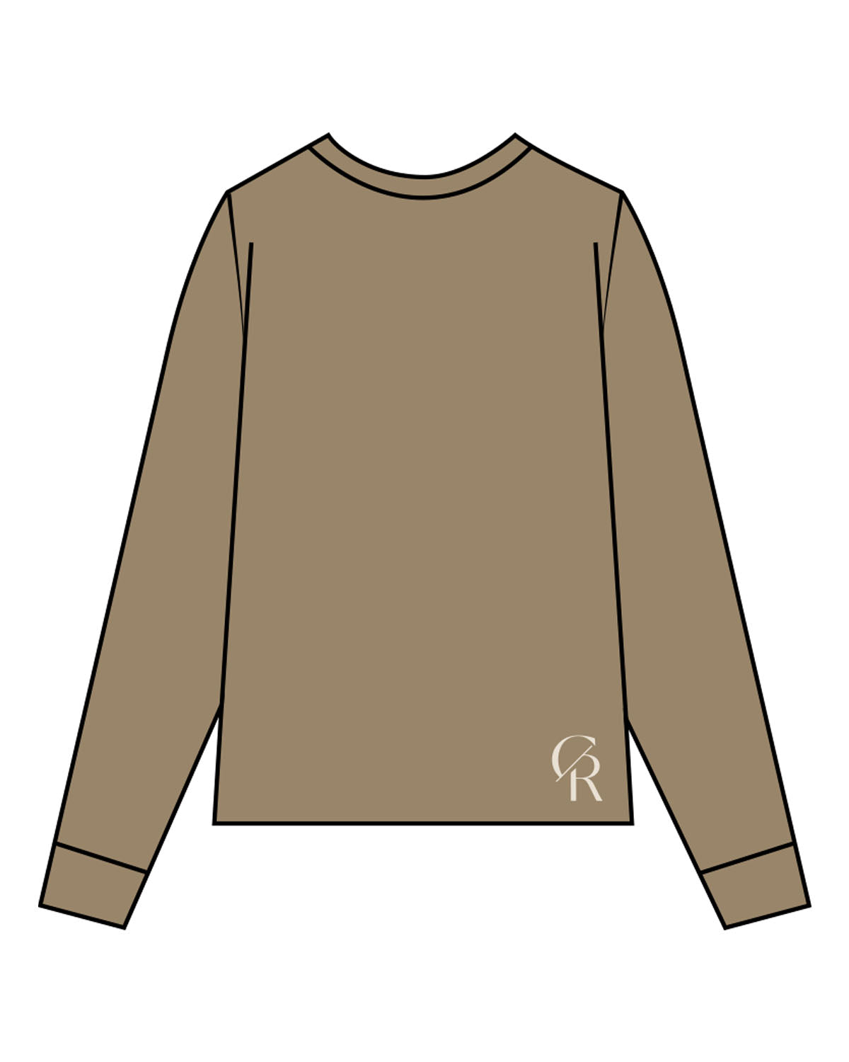 The Mens Long Sleeve - Sand - Core Reform - Center Chest Stacked & Back Left Corner - Printed - Khaki