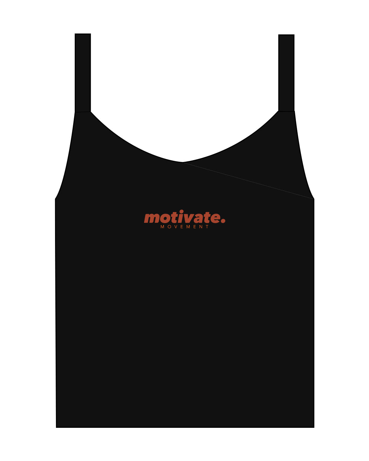 The Micro Rib Strappy Crop Tank - Black - Motivate Movement - Center Chest Stacked - Printed - Full Color