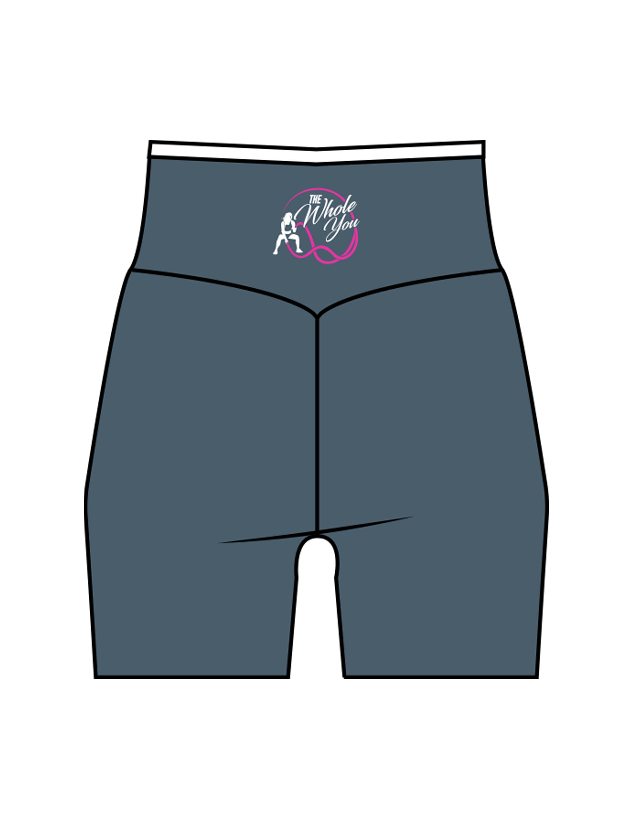The Piped Crossover Short - Petrol Blue - The Whole You Wellness - Back Waistline - Printed - Full Color