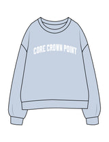 The Womens Crewneck - Powder - Core Crown Point - Center Chest Arc - Printed - White