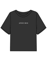 The Boxy Crop Tee - Black - Activate House - Center Chest & Center Back - Printed - White