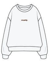 The Mens Crewneck - White Heather - Barnes. The Label - Center Chest & Back Flower - Printed - Full Color