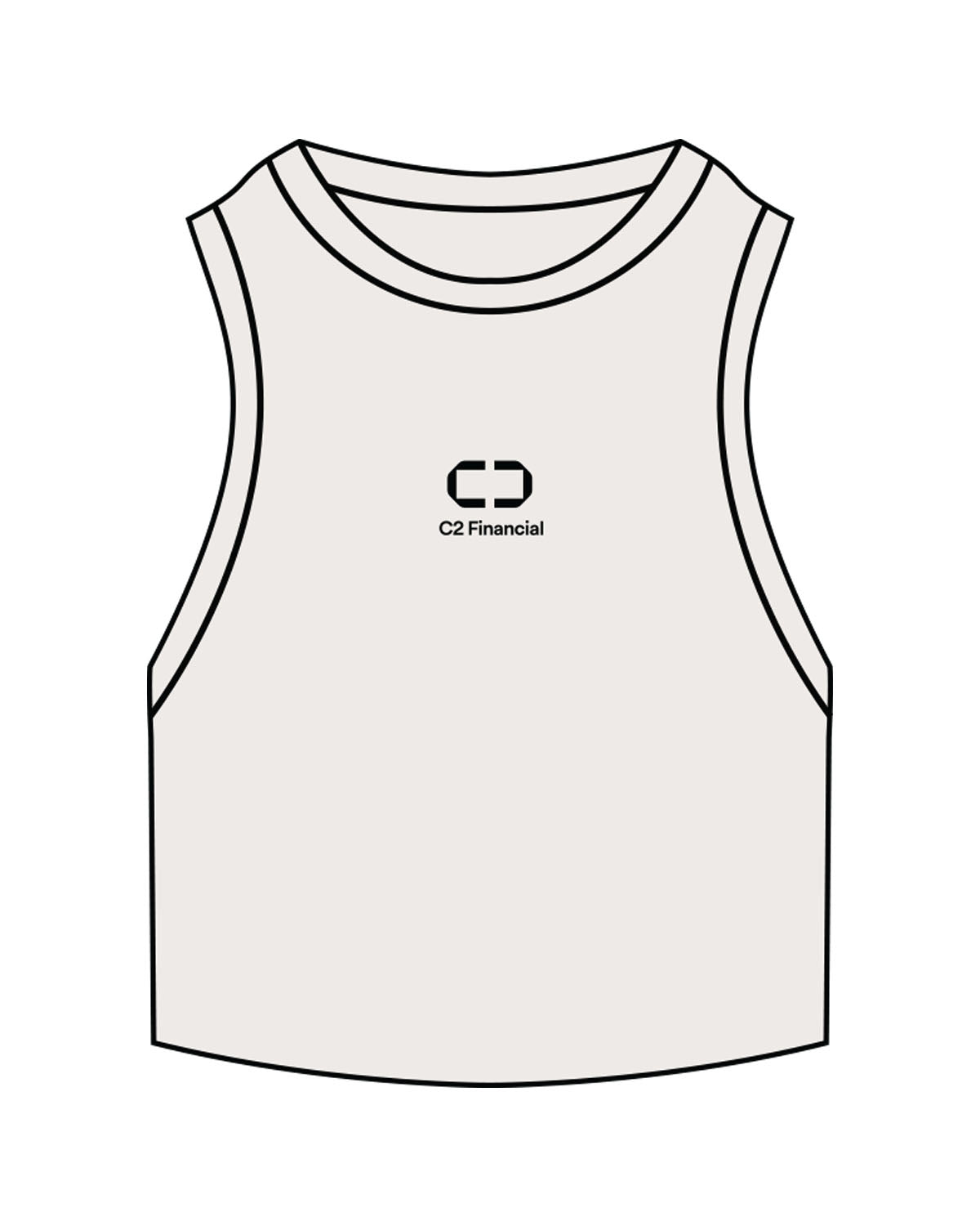 The Ribbed Crop Tank - Bone - C2 Financial - Center Chest Stacked - Embroidered - Black