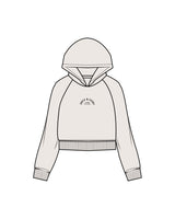The Womens Crop Hoodie - Bone - Onyx & Ivory - Center Chest Arc Stacked & Back Stacked - Printed - Black