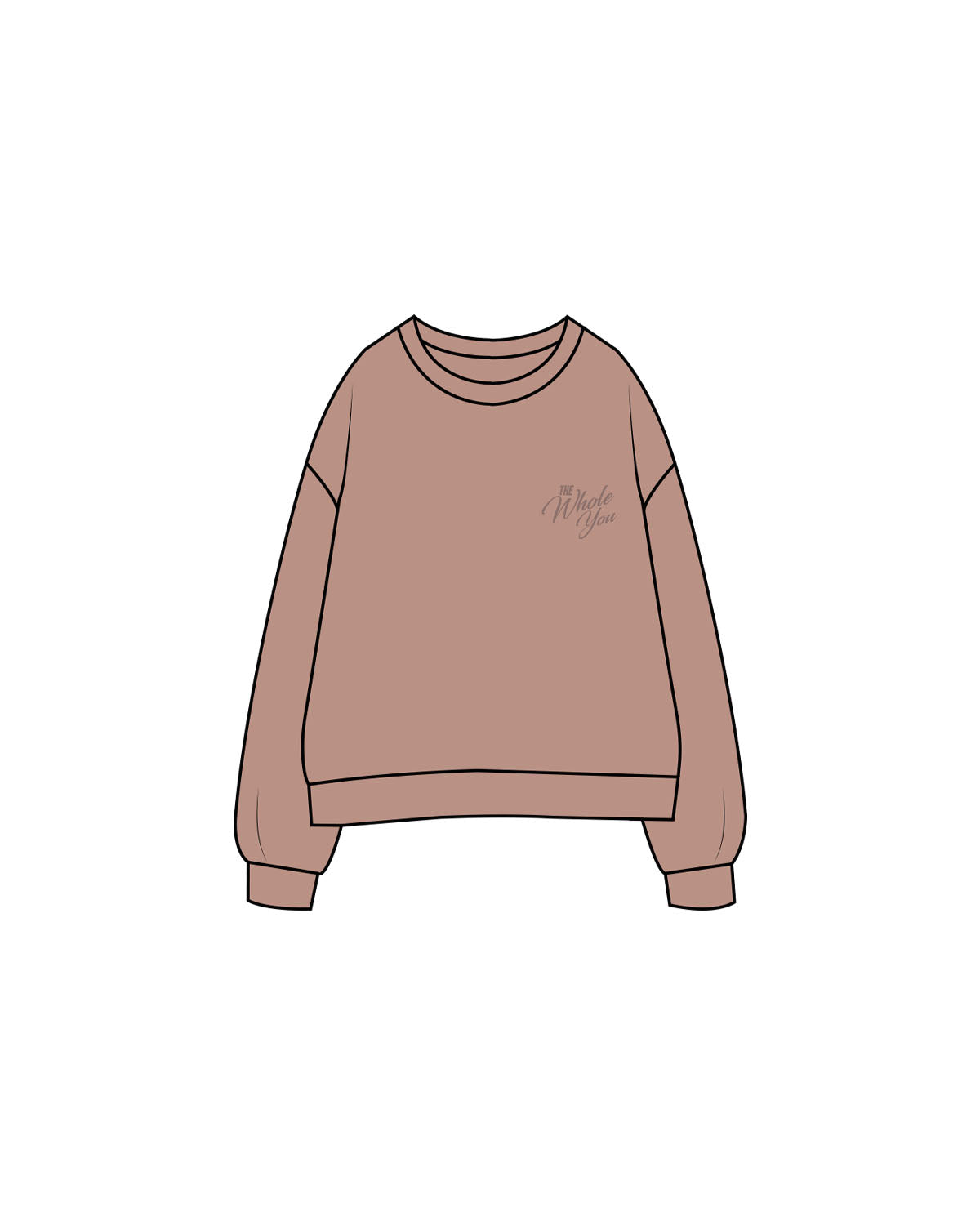 The Womens Crewneck - Clay - The Whole You Wellness - Left Chest & Back Image - Printed - Tone on Tone
