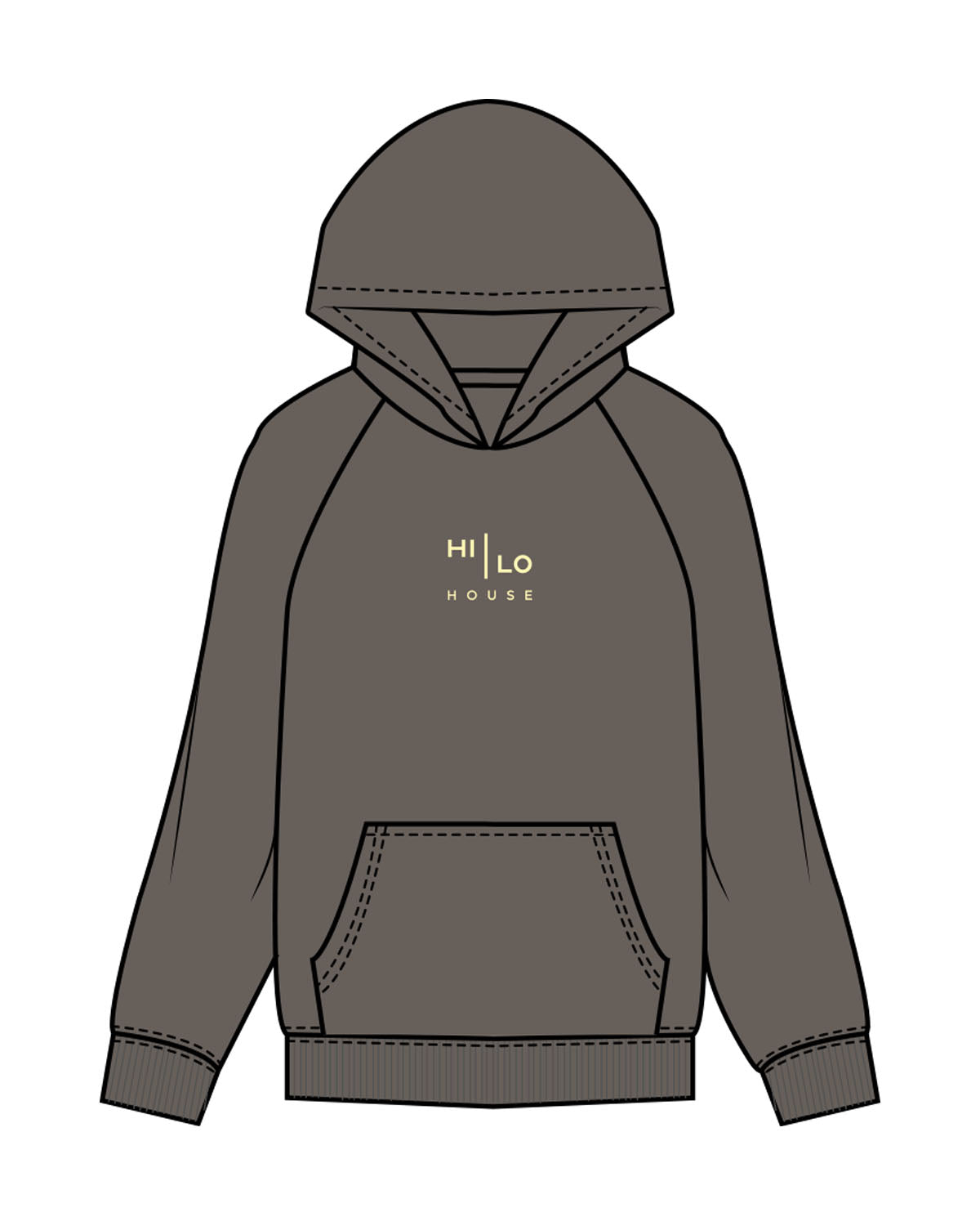 The Mens Hoodie - Washed Gray - HiLo - Center Chest Stacked - Printed - Butter