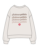 The Womens Crewneck - Bone - Platinum Pilates - Center Chest - Back Center Stacked - Printed - Full Color
