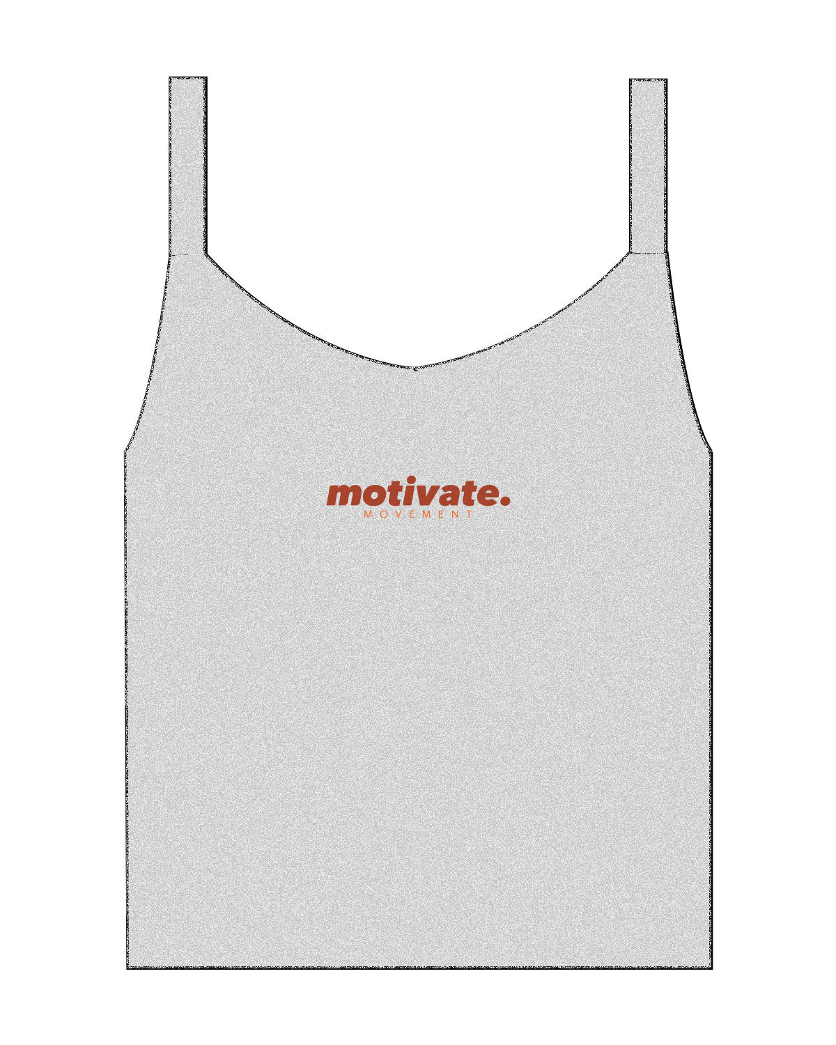 The Micro Rib Strappy Crop Tank - Heather - Motivate Movement - Center Chest Stacked - Printed - Full Color