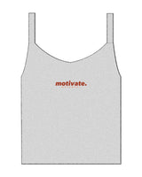 The Micro Rib Strappy Crop Tank - Heather - Motivate Movement - Center Chest Stacked - Printed - Full Color