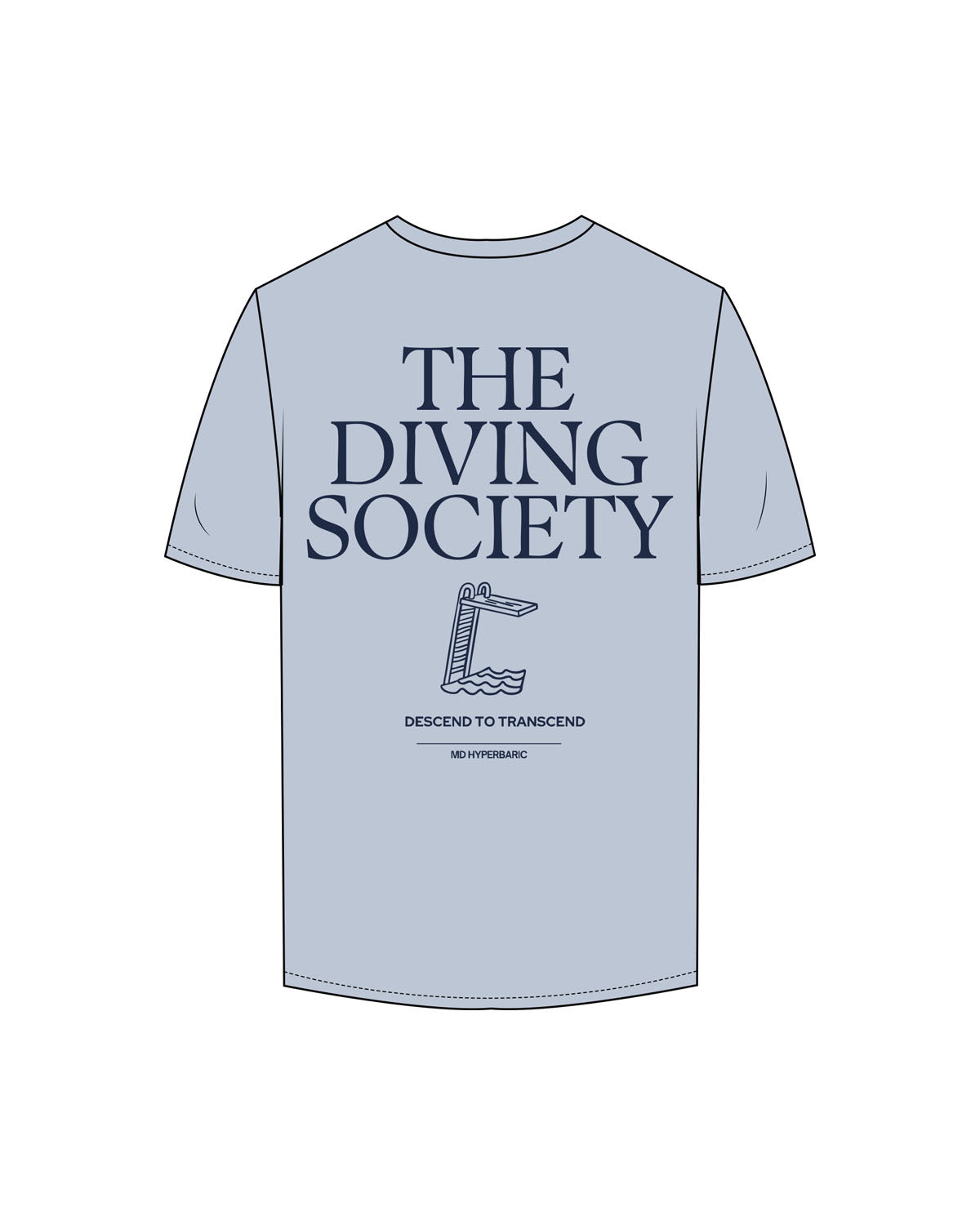 The Mens Tee - Powder - MD Hyperbaric - Left Chest Round & Back Stacked - Printed - Navy