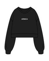 The Womens Crop Crewneck - Black - Aesthetics Injector - Center Chest " ARNICA " - White