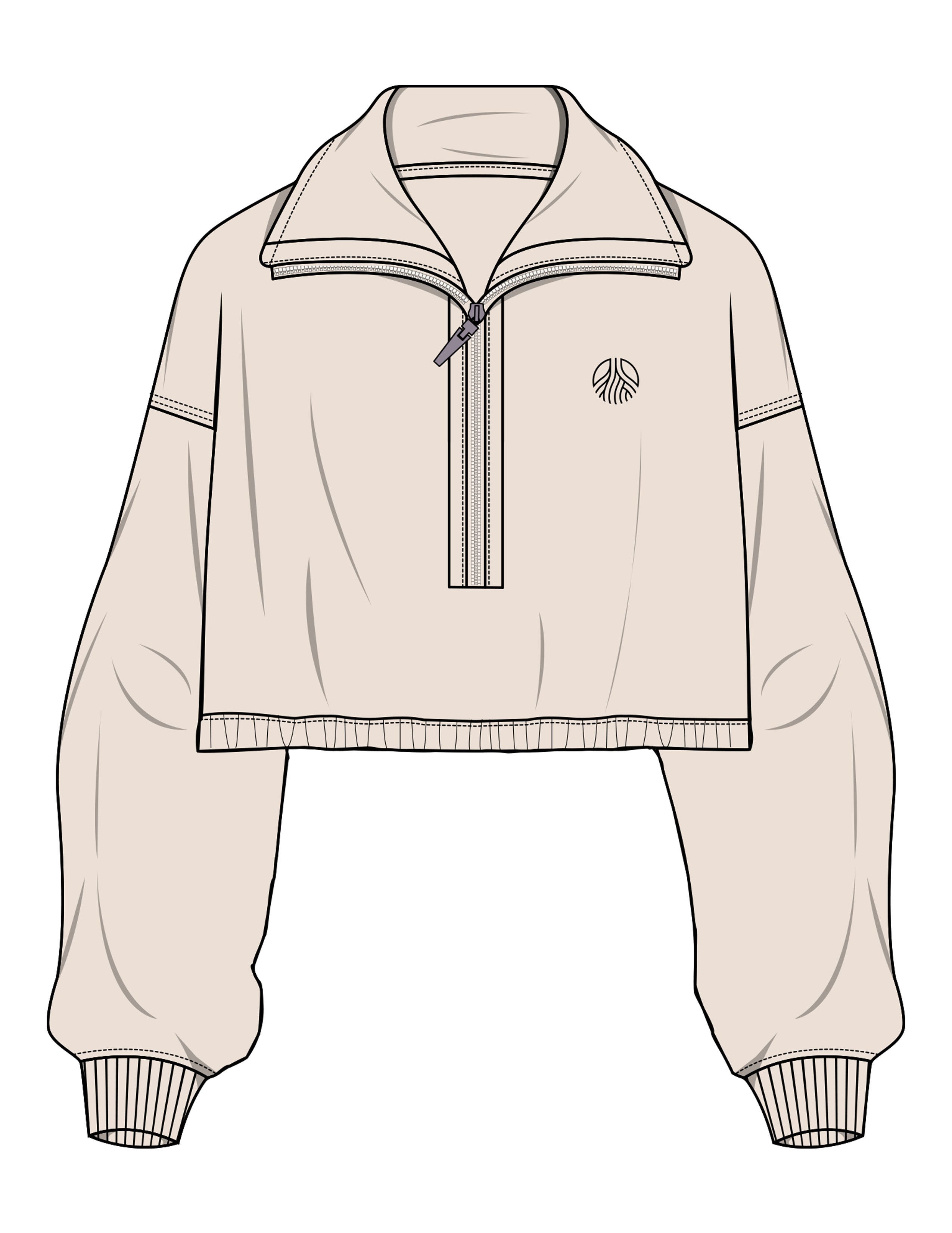 The Suede 1/2 Zip - Latte - Sultivate - Left Chest Round Icon - Embroidered - Black