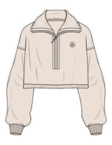 The Suede 1/2 Zip - Latte - Sultivate - Left Chest Round Icon - Embroidered - Black