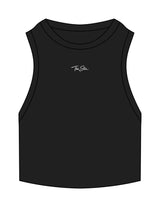 The Ribbed Crop Tank - Black - The Stu - Center Chest - EMB - White