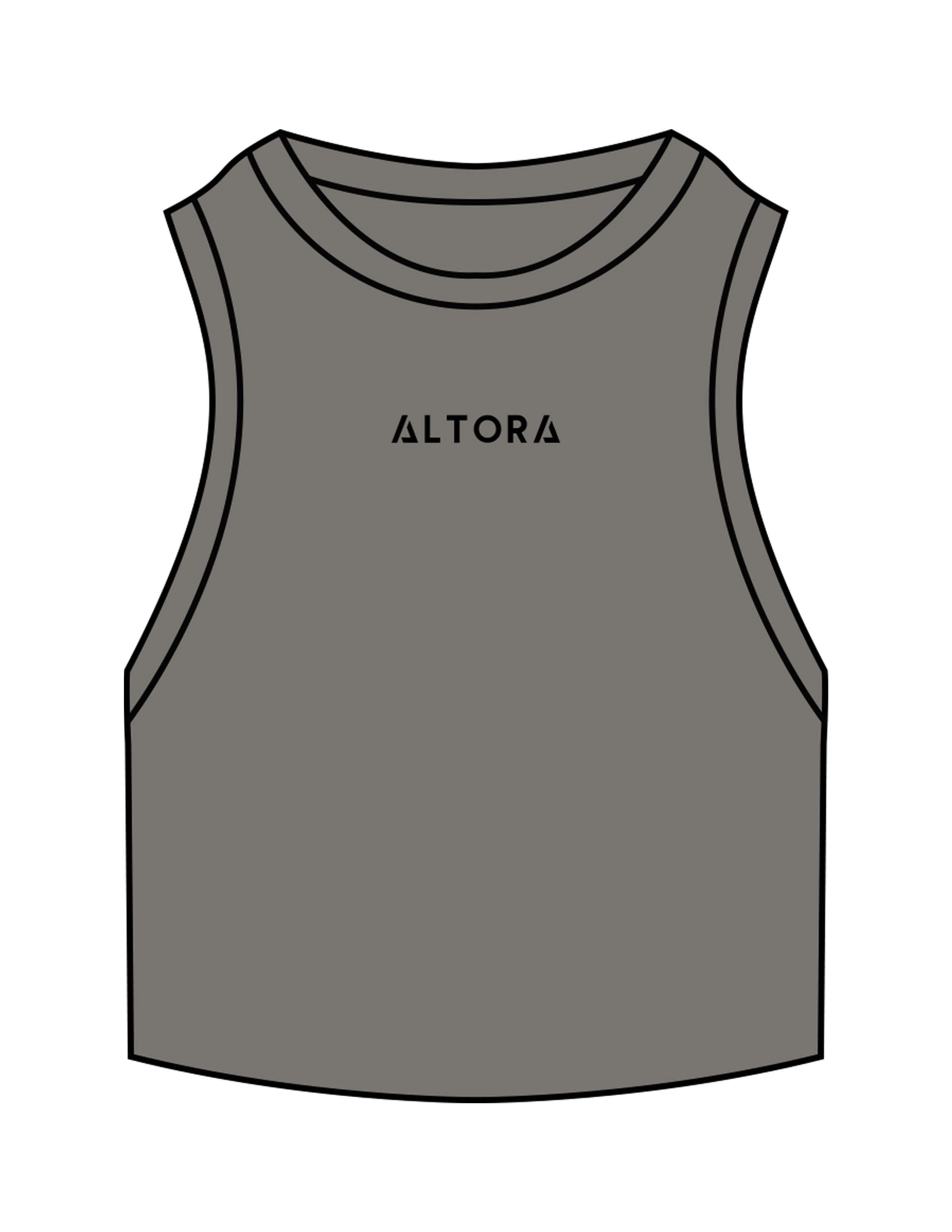 The Ribbed Crop Tank - Washed Gray - ALTORA - Center Chest - Embroidered - Black