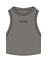 The Ribbed Crop Tank - Washed Gray - ALTORA - Center Chest - Embroidered - Black