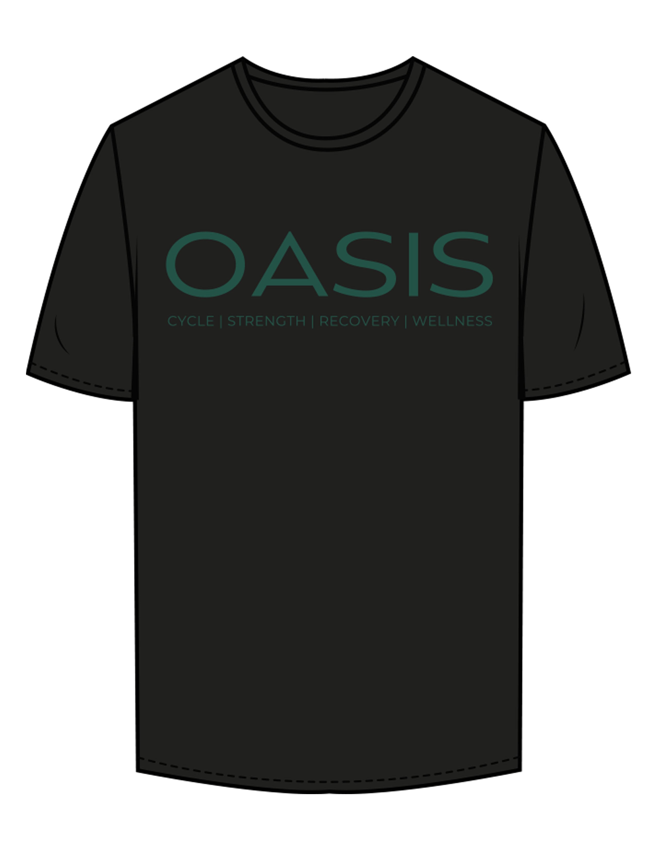 The Mens Tee - Black - OCWC - Chest Stacked - Printed - Green