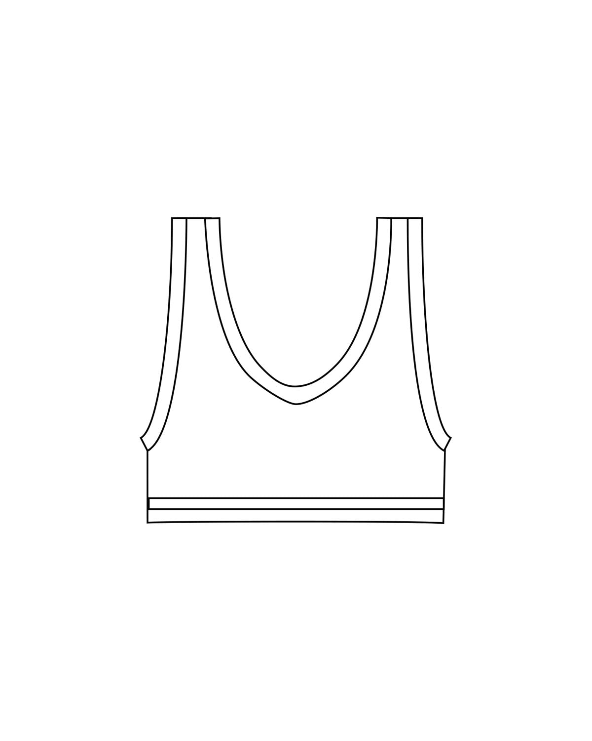 The Piped Bra - White - Platinum Pilates - Center Chest - Printed - Black