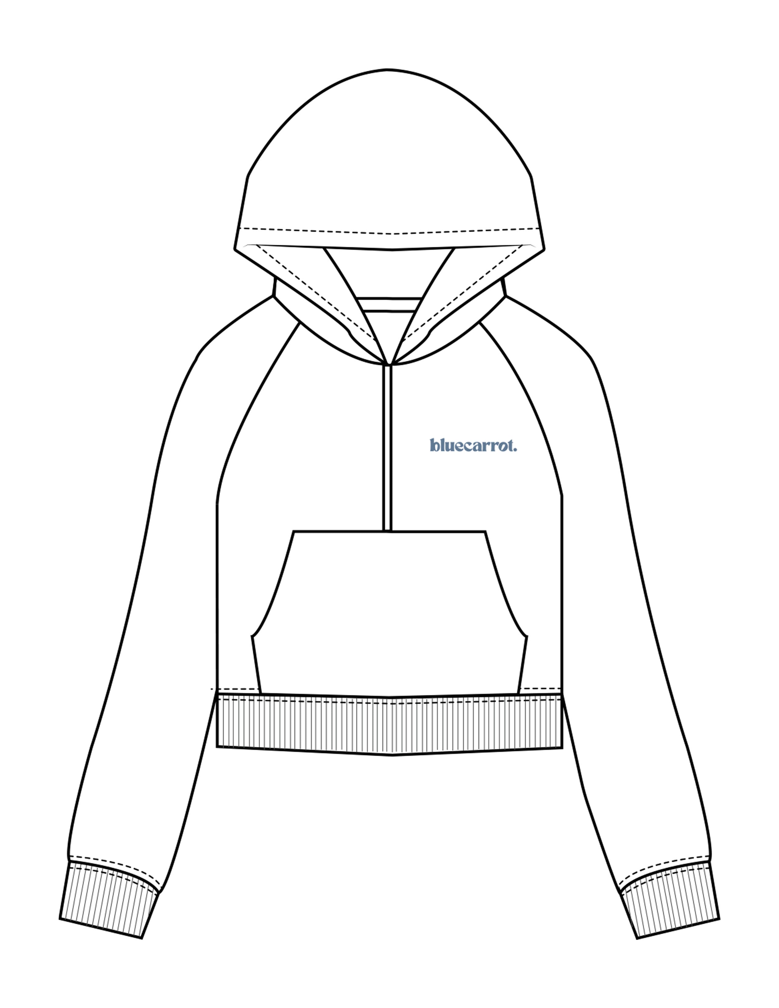 The Half Zip Hoodie - White - BlueCarrot - Left Chest - Printed - Blue