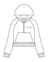The Half Zip Hoodie - White - BlueCarrot - Left Chest - Printed - Blue