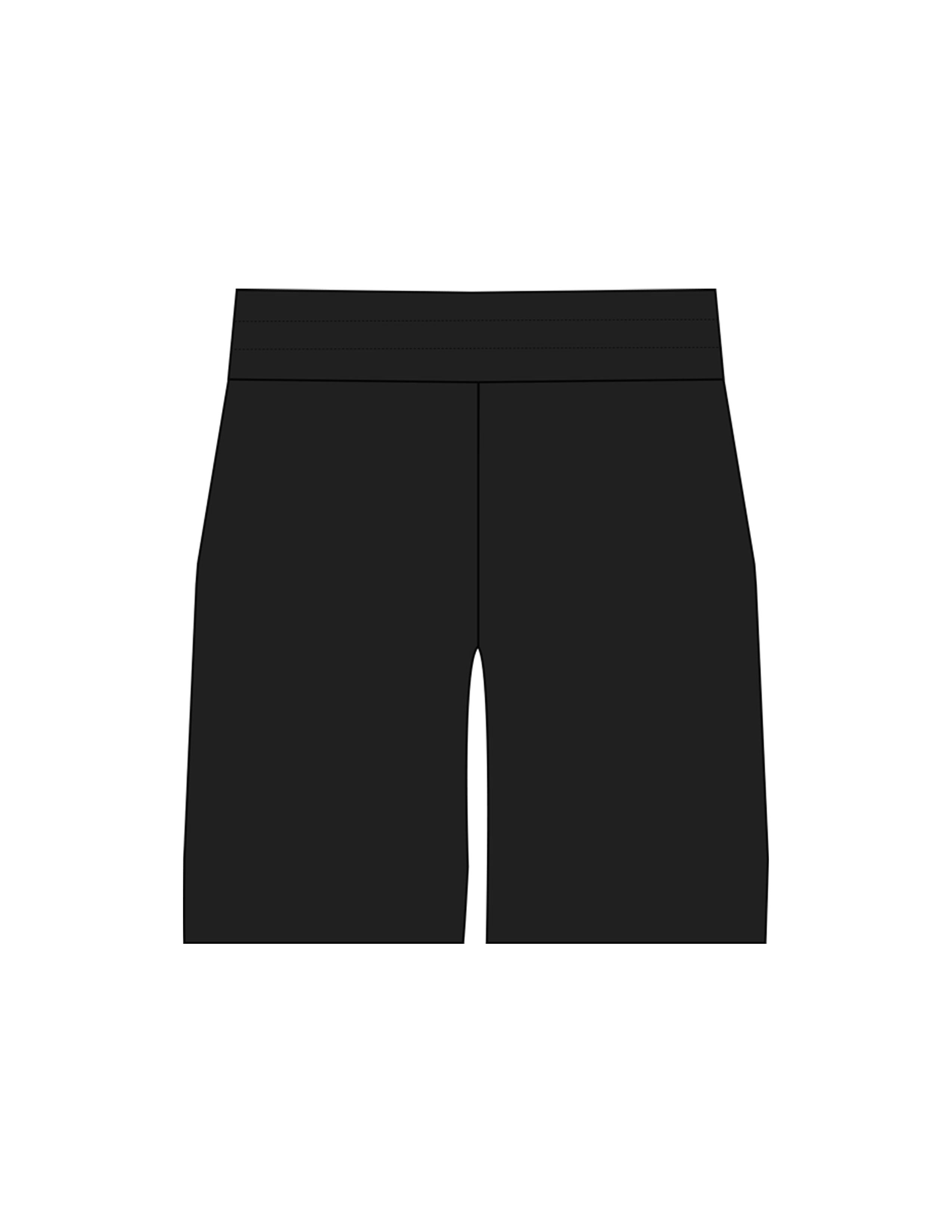 The Mens Active Short  - Black - Rush Cycle Studio - Left Leg Stacked - Printed - Full Color
