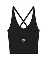 The Sporty Strappy Tank - Black - LVL - Center Chest & Back Icon - Printed - White
