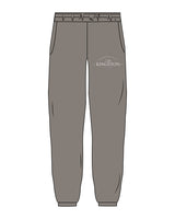 The Mens Sweatpants - Washed Gray - Spa Kingston - Front & Back Left Leg - Printed - White