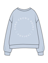 The Womens Crewneck - Powder - Core Crown Point - Center Chest & Back Round - Printed - White