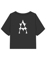 The Heavyweight Crop Tee - Washed Black - Activate House - Center Chest & Center Back - Printed - White