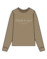 The Mens Long Sleeve - Sand - Core Reform - Center Chest Stacked & Back Left Corner - Printed - Khaki