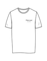 The Womens Tee - White - Fine Core Pilates - Left Chest Stacked - Printed - Black