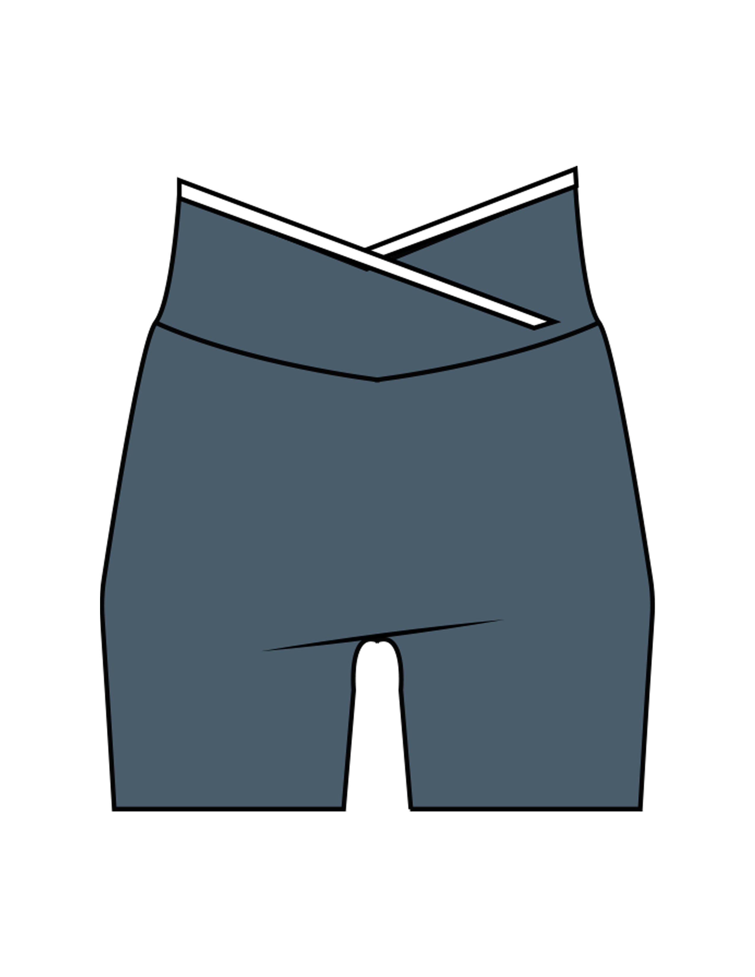 The Piped Crossover Short - Petrol Blue - The Whole You Wellness - Back Waistline - Printed - Full Color