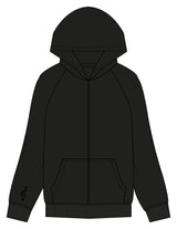 The Womens Zip Hoodie - Black - SOUL YOGA - Right Sleeve & Back Stacked - Printed - Tone on Tone