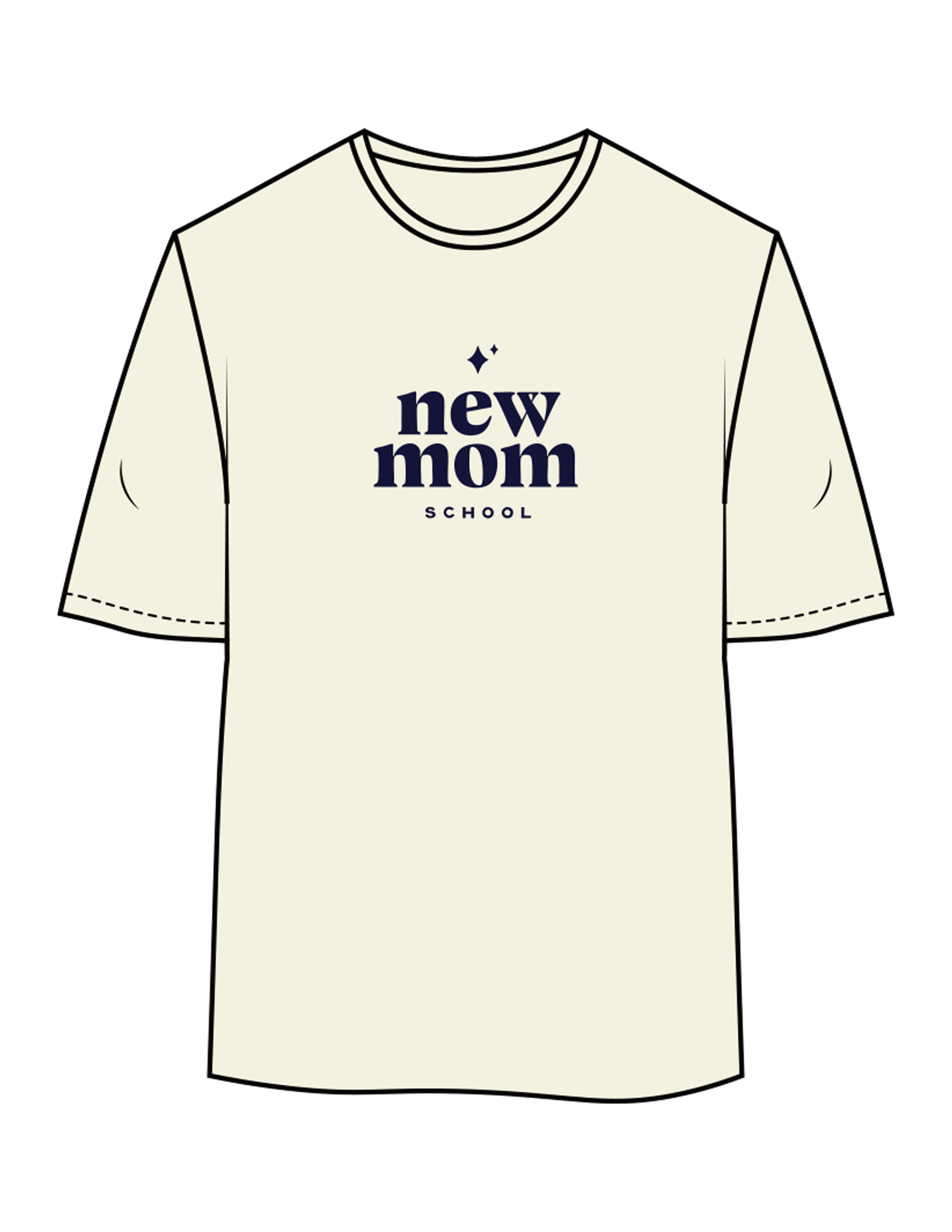 The Womens Oversized Tee - Butter - New Mom School - Center Chest Stacked - Printed - Navy