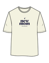 The Womens Oversized Tee - Butter - New Mom School - Center Chest Stacked - Printed - Navy