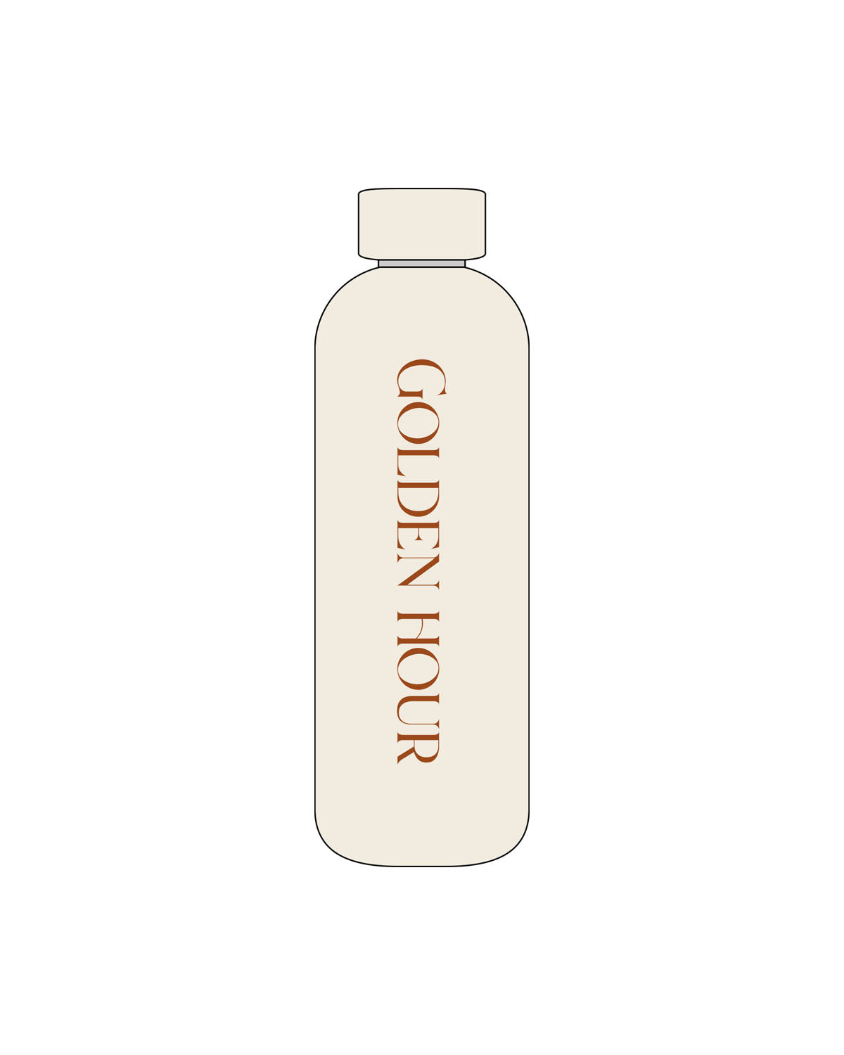 The Water Bottle - Off White - Golden Hour Pilates - Vertical Text - Printed - Matte Orange
