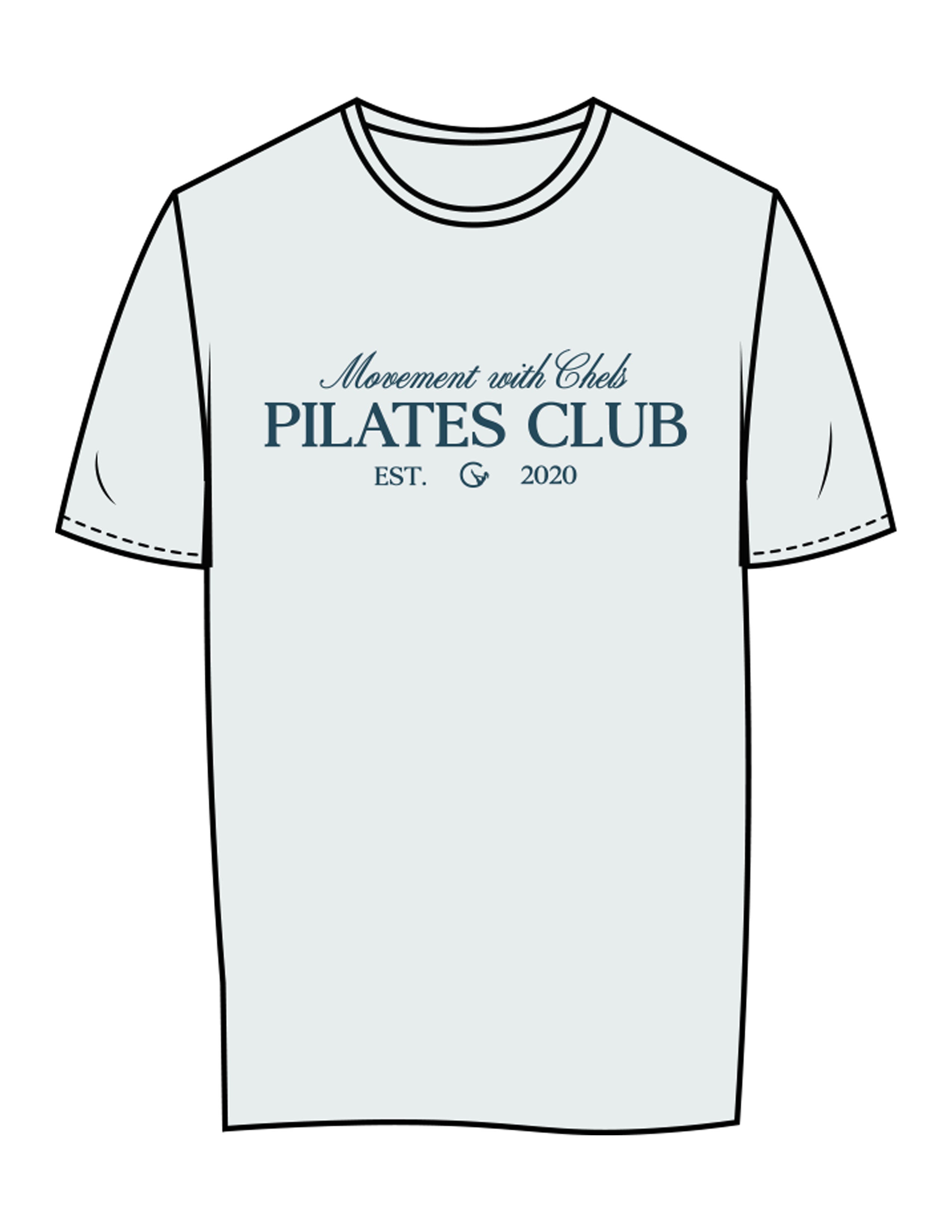 The Womens Tee - Seafoam - Movement With Chels - Center Chest Stacked - Printed - Dark Blue