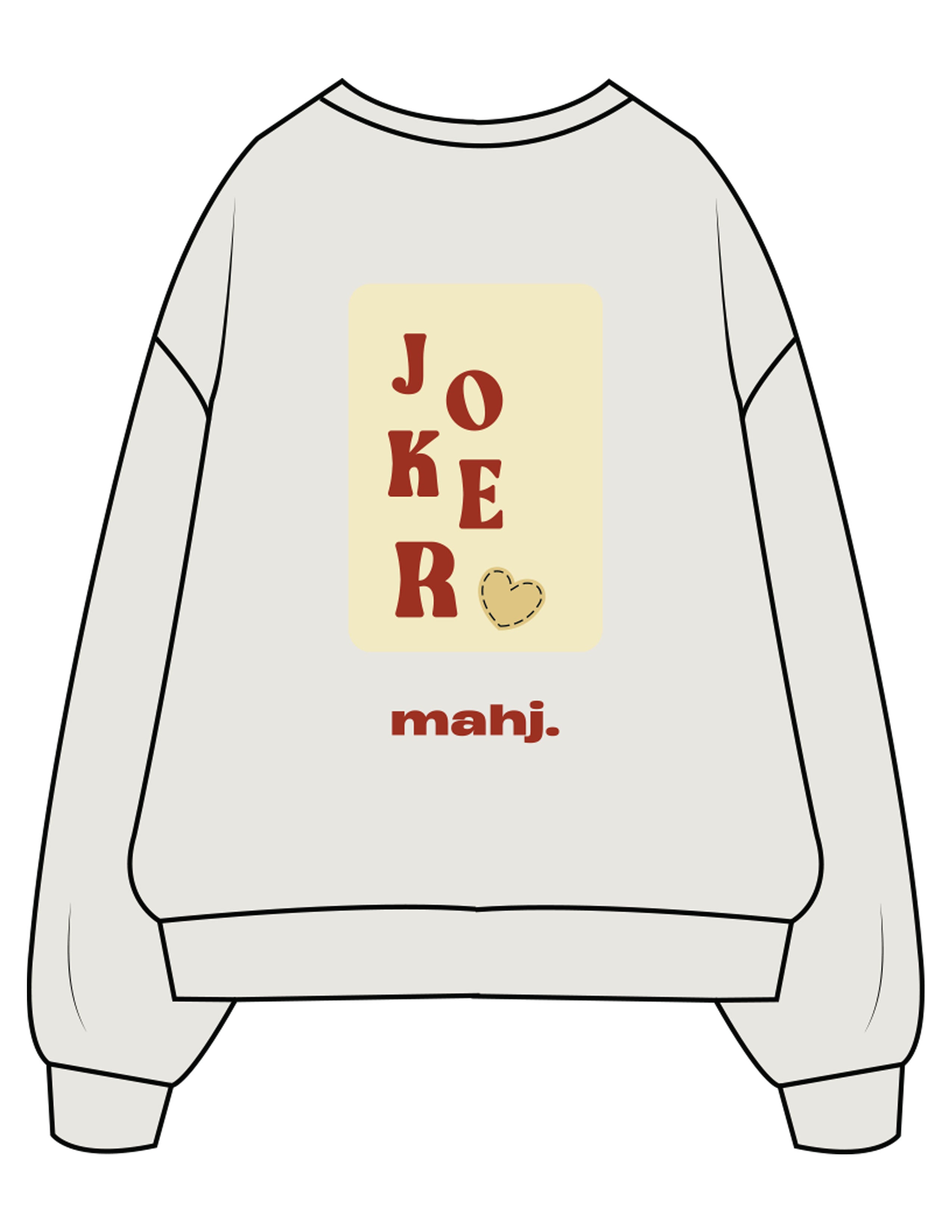 The Mens Crewneck - Washed Bone - Barnes. The Label - Center Chest & Back Joker - Printed - Full Color