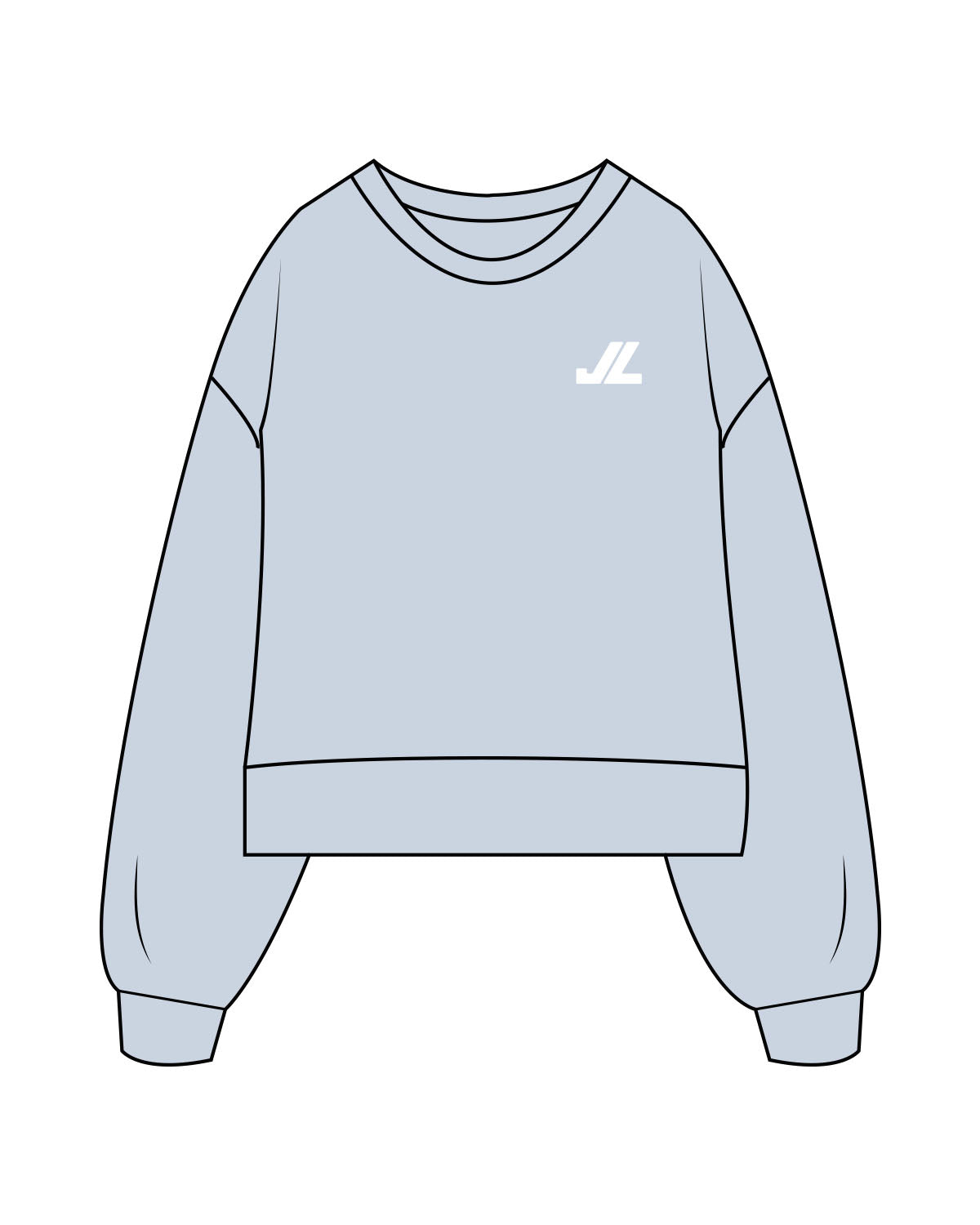 The Womens Heavyweight Crop - Denim Blue - JL Marketing - Left Chest - Embroidered - White