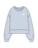 The Womens Heavyweight Crop - Denim Blue - JL Marketing - Left Chest - Embroidered - White
