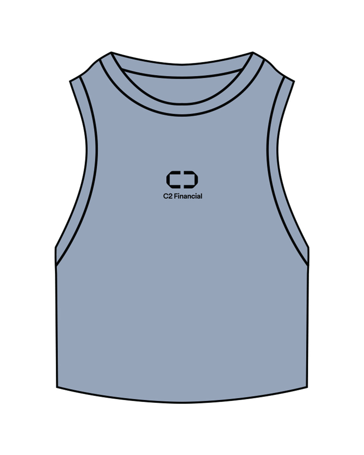 The Ribbed Crop Tank - Powder - C2 Financial - Center Chest - Embroidered - Black