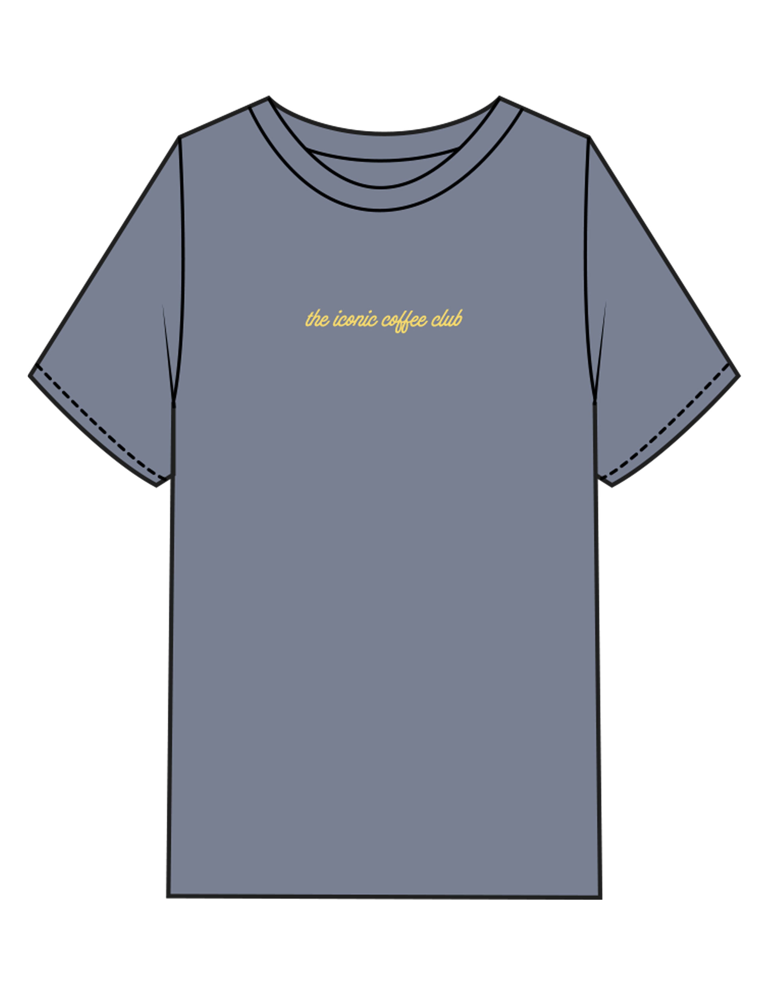 The Mens Heavyweight Tee - Washed Indigo - Try Smile Collective - Center Chest & Back Bear - Printed - Light Yellow