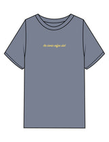 The Mens Heavyweight Tee - Washed Indigo - Try Smile Collective - Center Chest & Back Bear - Printed - Light Yellow
