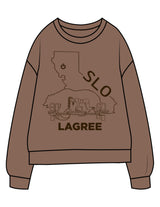 The Midweight Unisex Crewneck - Washed Clay - Powerhouse Fitness - Full Front & Back Neckline - Printed - Dark Brown