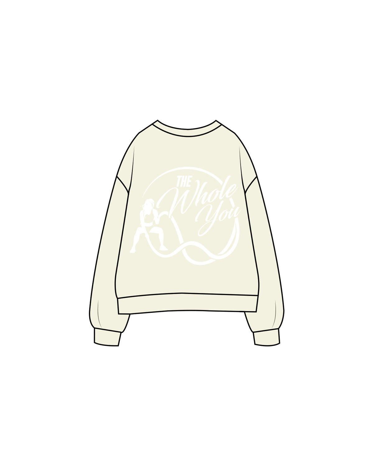 The Womens Crewneck - Butter - The Whole You Wellness - Left Chest & Back Image - Printed - White