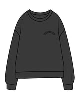 The Midweight Unisex Crewneck - Washed Black - Pilates Baddie - Left Chest Arc & Back Round - Printed - Black